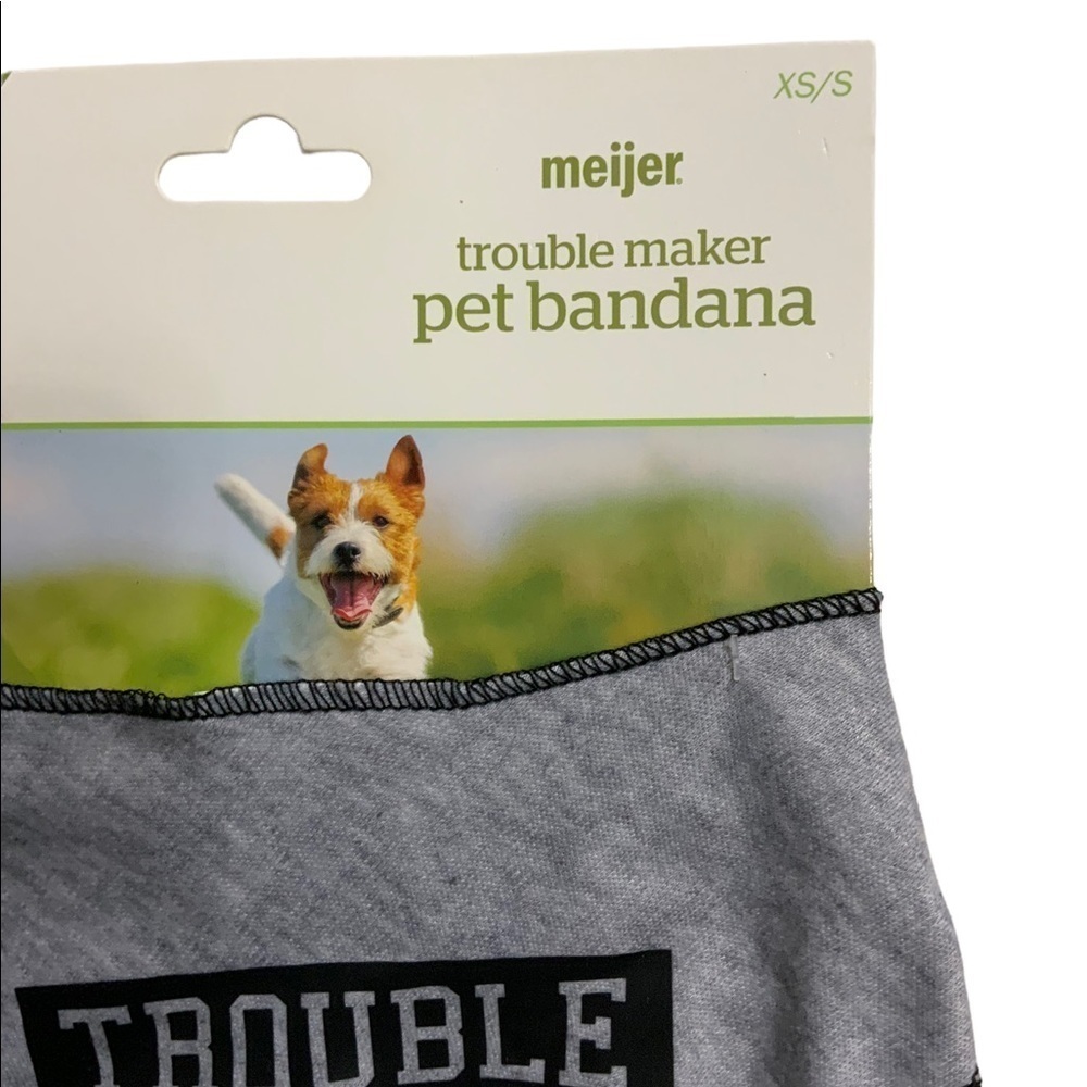 Dog Bandanna TROUBLE MAKER  Adjustable Tie On Gray Black XS/S - Picture 2 of 6